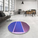 Round Patterned Amethyst Purple Rug in a Office, pat512pur