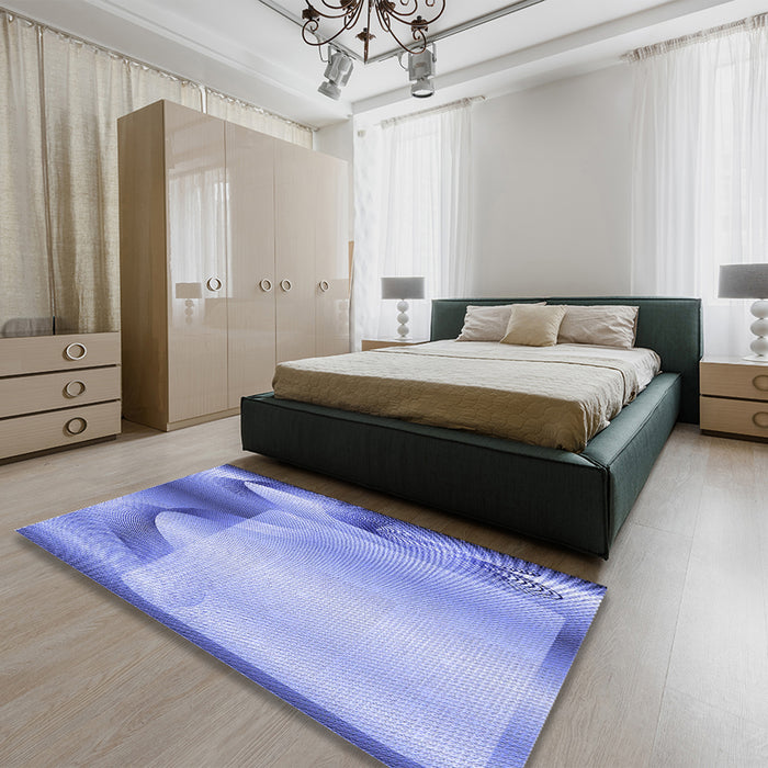 Patterned Jeans Blue Rug in a Bedroom, pat513blu
