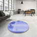 Round Patterned Jeans Blue Rug in a Office, pat513blu