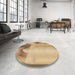 Round Patterned Yellow Orange Rug in a Office, pat513brn