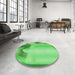 Round Patterned Neon Green Rug in a Office, pat513grn