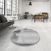 Round Patterned Platinum Gray Rug in a Office, pat513gry