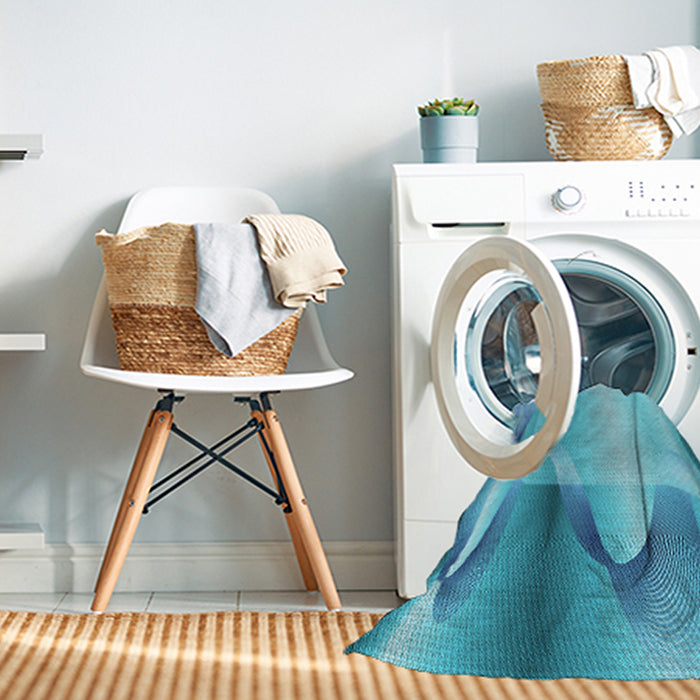 Machine Washable Transitional Dark Turquoise Green Rug in a Washing Machine, wshpat513lblu