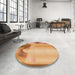 Round Patterned Yellow Orange Rug in a Office, pat513org