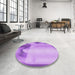 Round Patterned Violet Purple Rug in a Office, pat513pur