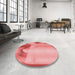 Round Patterned Pastel Pink Rug in a Office, pat513rd