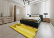 Patterned Yellow Rug in a Bedroom, pat513yw