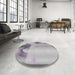 Round Machine Washable Transitional Light Gray Rug in a Office, wshpat513