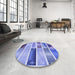 Round Patterned Royal Blue Rug in a Office, pat514blu