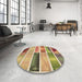 Round Patterned Red Rug in a Office, pat514brn