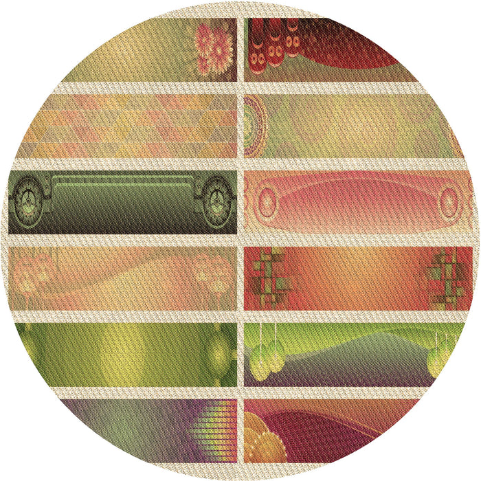 Square Patterned Red Rug, pat514brn