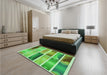 Patterned Dark Lime Green Rug in a Bedroom, pat514grn