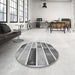 Round Patterned Silver Gray Rug in a Office, pat514gry