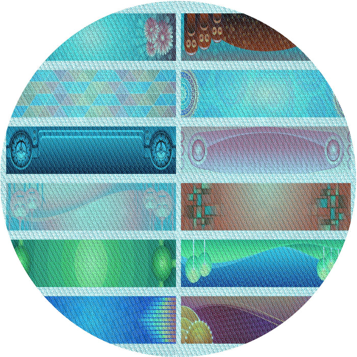 Square Patterned Steel Blue Rug, pat514lblu