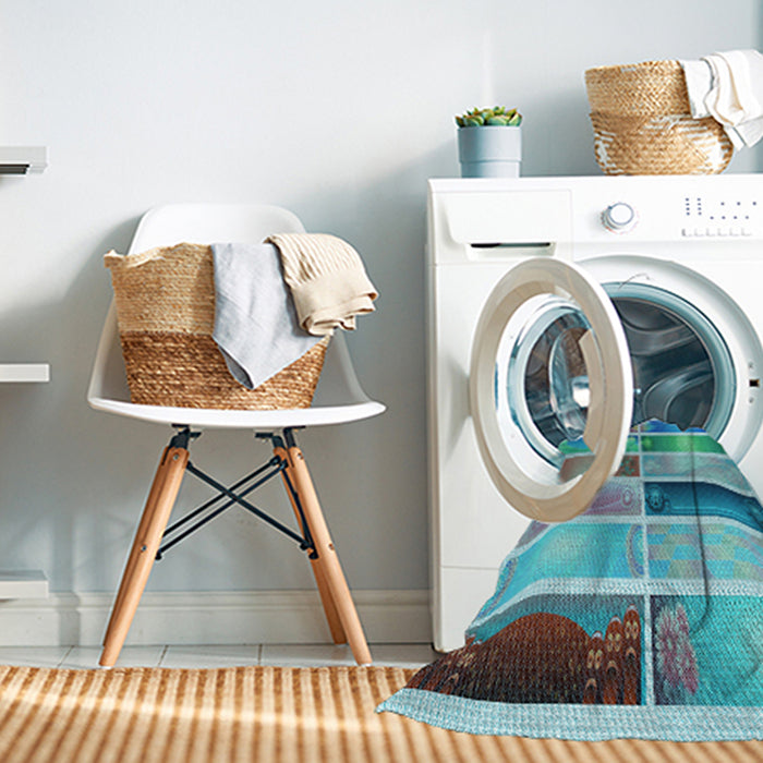 Machine Washable Transitional Steel Blue Rug in a Washing Machine, wshpat514lblu