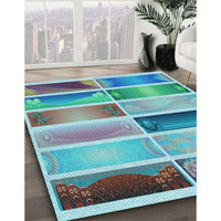 Patterned Steel Blue Rug, pat514lblu