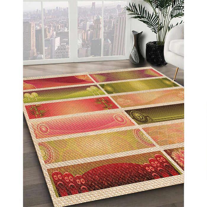 Machine Washable Transitional Yellow Orange Rug in a Family Room, wshpat514org