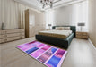 Patterned Dark Orchid Purple Rug in a Bedroom, pat514pur