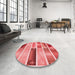 Round Patterned Pastel Pink Rug in a Office, pat514rd