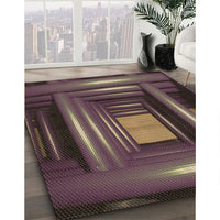 Patterned Dark Almond Brown Rug, pat515brn