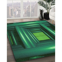 Patterned Deep Teal Green Rug, pat515grn