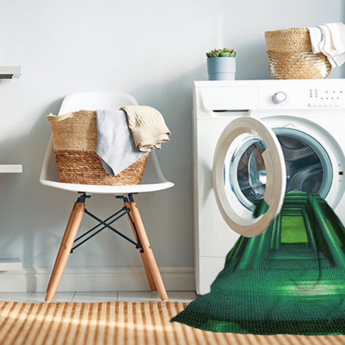 Machine Washable Transitional Deep Teal Green Rug in a Washing Machine, wshpat515grn