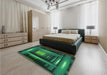 Patterned Deep Teal Green Rug in a Bedroom, pat515grn