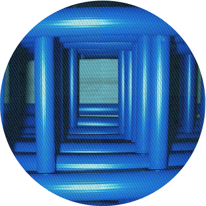 Square Patterned Blueberry Blue Rug, pat515lblu