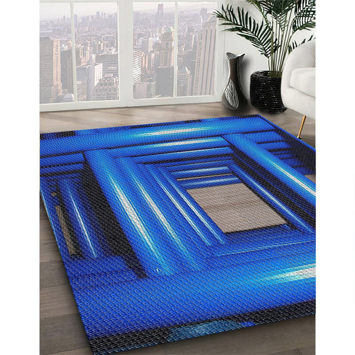 Machine Washable Transitional Blue Rug in a Family Room, wshpat515
