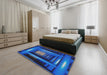 Machine Washable Transitional Blue Rug in a Bedroom, wshpat515
