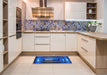 Patterned Blue Modern Rug in a Kitchen, pat515