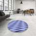 Round Patterned Jeans Blue Rug in a Office, pat516blu