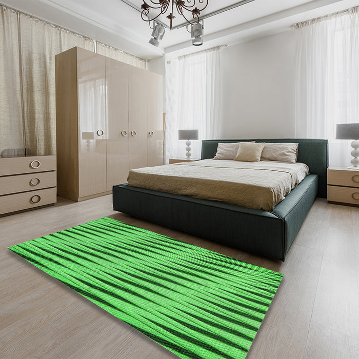 Patterned Neon Green Rug in a Bedroom, pat516grn