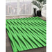 Patterned Neon Green Rug in Family Room, pat516grn