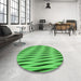 Round Patterned Neon Green Rug in a Office, pat516grn