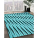 Machine Washable Transitional Dark Cyan Green Rug in a Family Room, wshpat516lblu