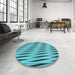 Round Patterned Dark Cyan Green Rug in a Office, pat516lblu