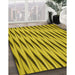 Patterned Dark Yellow Green Rug in Family Room, pat516yw