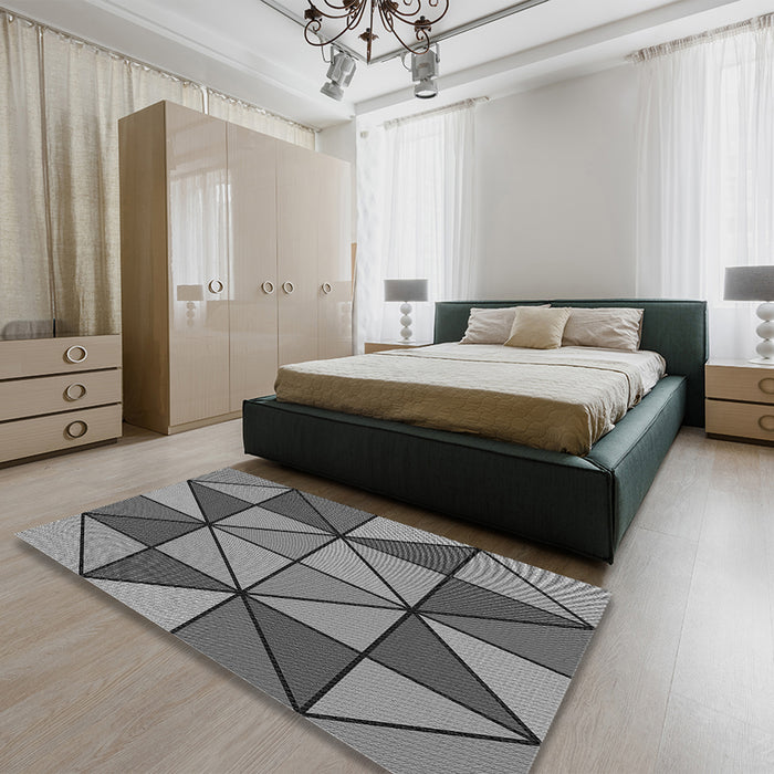 Round Machine Washable Transitional Gray Rug in a Office, wshpat517gry