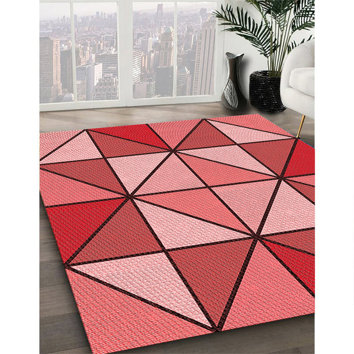 Machine Washable Transitional Pastel Red Pink Rug in a Family Room, wshpat517rd