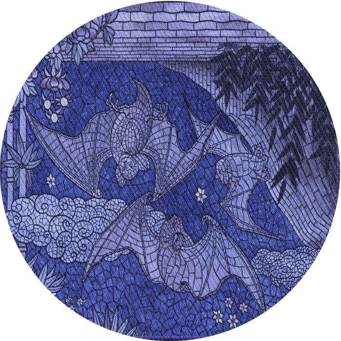 Square Patterned Light Slate Blue Rug, pat519blu