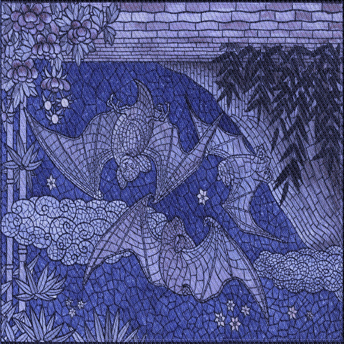 Round Patterned Light Slate Blue Rug, pat519blu