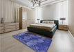 Patterned Light Slate Blue Rug in a Bedroom, pat519blu