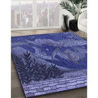 Patterned Light Slate Blue Rug, pat519blu