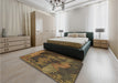 Patterned Cinnamon Brown Rug in a Bedroom, pat519brn