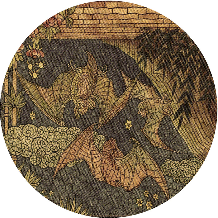 Square Machine Washable Transitional Cinnamon Brown Rug in a Living Room, wshpat519brn