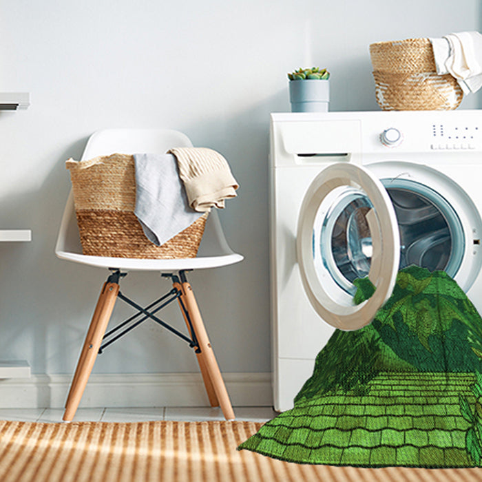 Machine Washable Transitional Deep Emerald Green Rug in a Washing Machine, wshpat519grn
