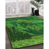 Patterned Deep Emerald Green Rug, pat519grn