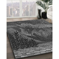 Patterned Charcoal Black Rug, pat519gry