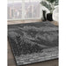 Patterned Charcoal Black Rug in Family Room, pat519gry